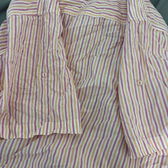 Vintage 90s White Stag white Pink orange striped button down top 22/24W - Picture 7 of 7